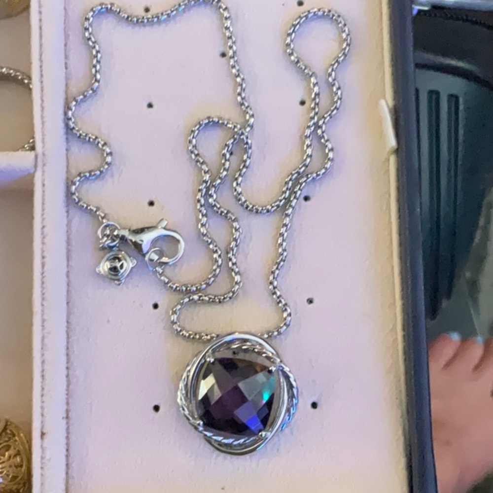 David Yurman 925 Silver purple amethyst Infinity Pendant